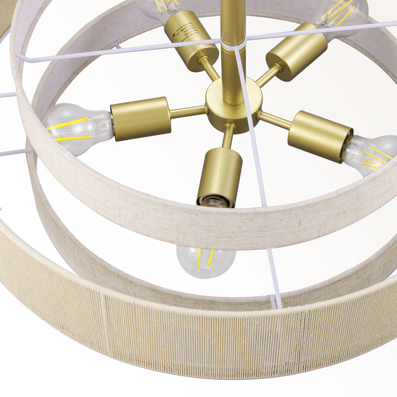 Dakota Fields 5-Light Drum Chandelier With Fabric And Rope Shades